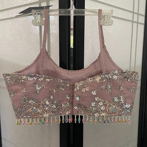 Dusty Purple Embroidered Organza Lehenga - Picture 9 of 16